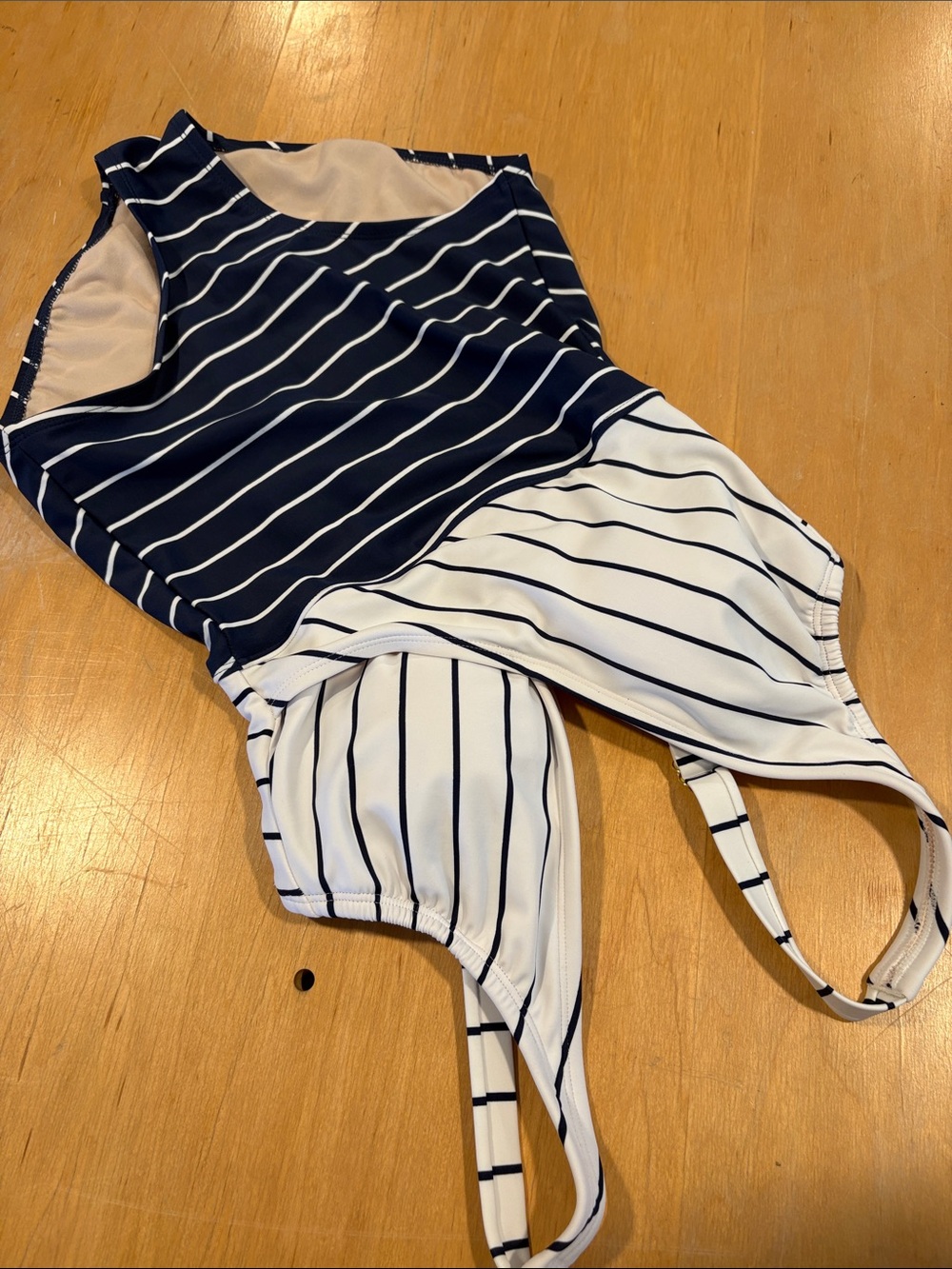 Kona Sol Navy and White Striped One-Piece Swimsuit